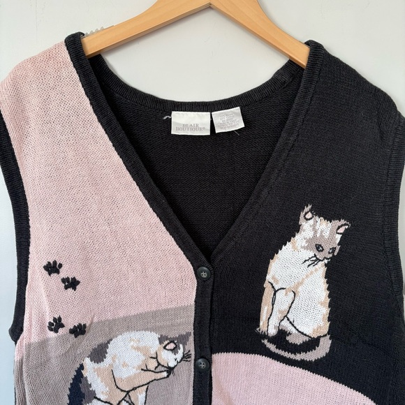 Vintage Blair Boutique Cat Sweater Vest XL Cat Lady Aesthetic Novelty Grannycore - Picture 3 of 11